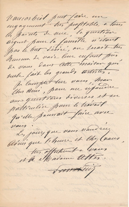 Pierre PETIT et sa timide protégée lettre autographe signée Auguste Vaucorbeil