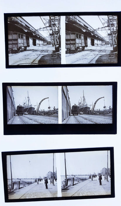 17 positifs verre stéréographie port Le Havre quais jetée photo photographie