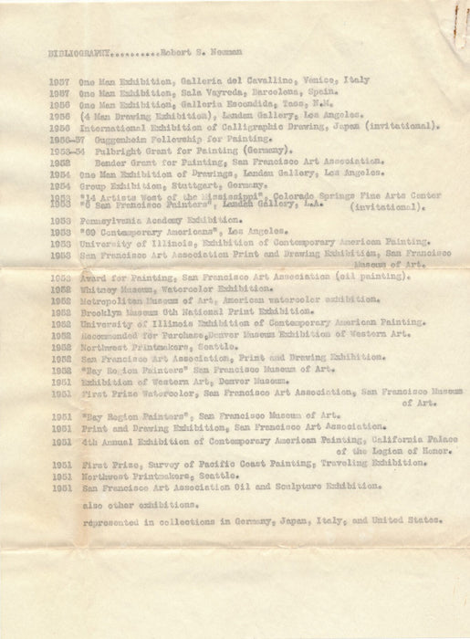 Robert S. NEUMAN peintre américain lettre signée exposition travail