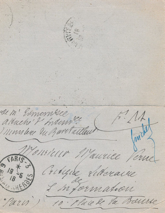 Edmond Sée correspondance 5 lettres Maurice VERNE et 4 documents autographes