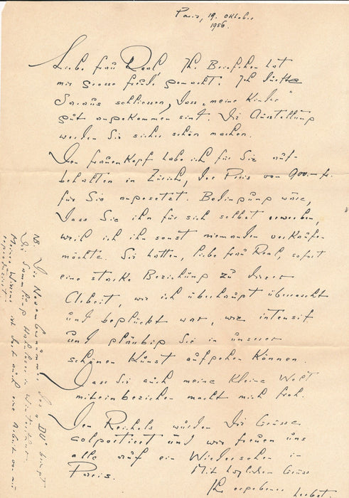 Suisse Adolf HERBST peintre correspondance 9 lettres autographes signées galerie