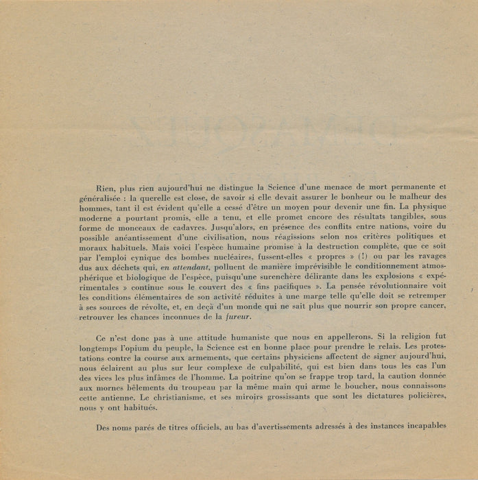 Surréalisme Breton Démasquez les phyiciens tract contre la bombe nucléaire