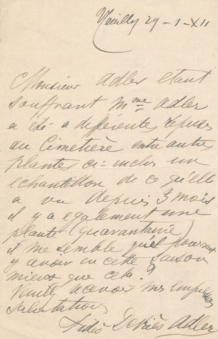 Fidès DEVRIÈS-ADLER  cantatrice opéra lettre autographe signée