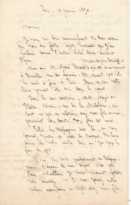 Adolphe N. DIDRON lettre autographe signée peintre Armand SCHAEPKENS archéologie