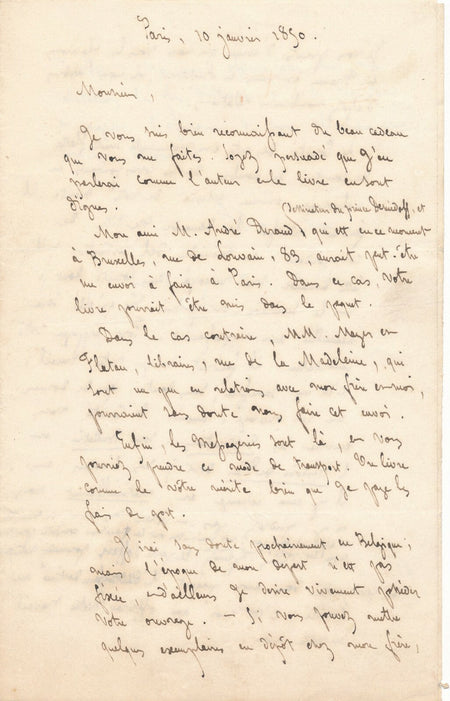 Adolphe N. DIDRON lettre autographe signée peintre Armand SCHAEPKENS archéologie