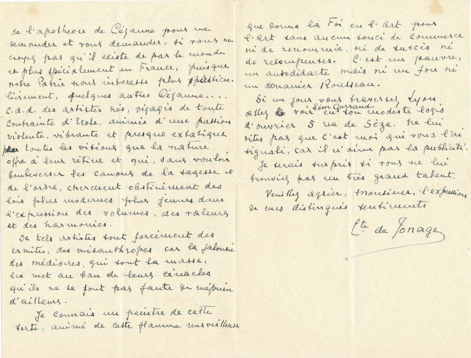 Comte JONAGE correspondance 10 lettres autographes signées Léon Garraud Lyon
