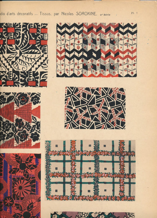 SOROKINE Broderies Tissus 2e série Arts décoratifs v. 1920 pochoir 52 motifs