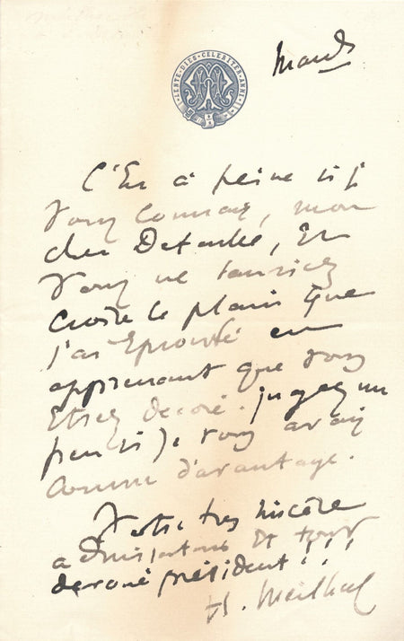 Henri MEILHAC théâtre opéra  2 lettres autographe signées à Edouard DETAILLE