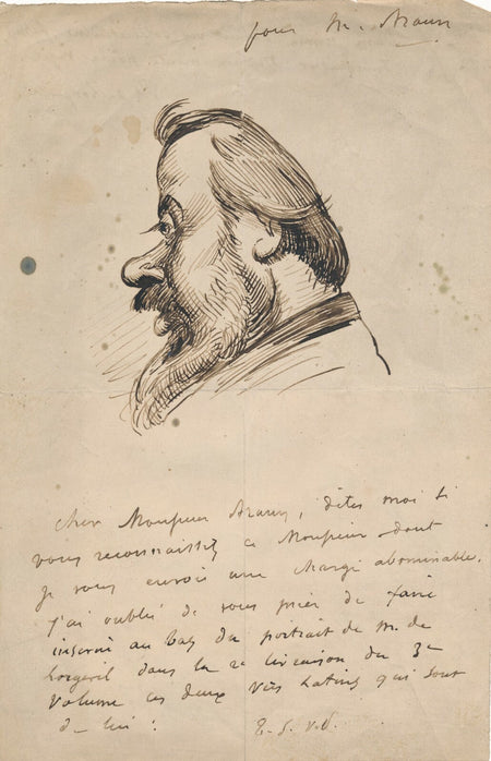 Hippolyte Louis de LORGERIL à Adolphe  BRAUN caricature lettre autographe signée