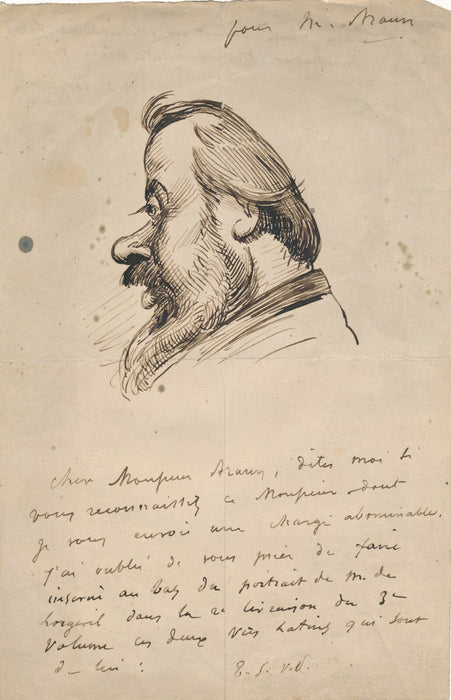 Hippolyte Louis de LORGERIL à Adolphe  BRAUN caricature lettre autographe signée