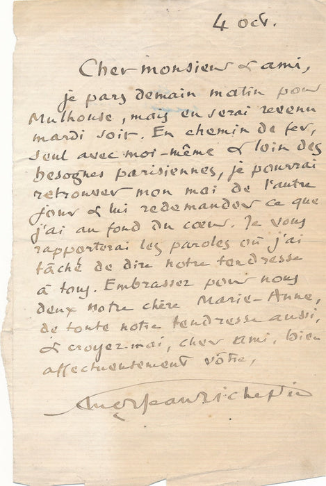 Jean RICHEPIN poète belle lettre sur son moi autographe le fond de son coeur