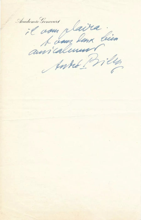 Ensemble 5 lettres autographes signées André BILLY bibliophilie Céline Lothe
