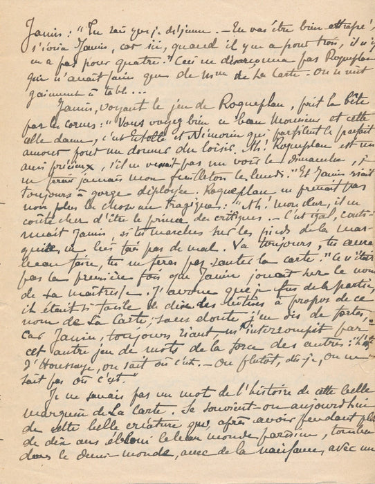 Anonyme Manuscrit autographe sur Jules Janin Houssaye Marquise Carte Roqueplan