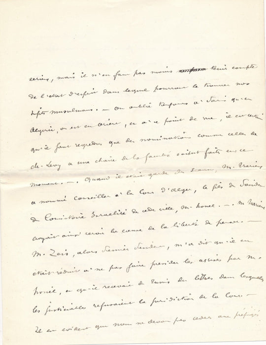 Jules Cambon très intéressante lettre sur Algérie antisémitisme autographe