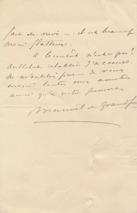 Manoël de GRANDFORT se voit jolie en photographie lettre autographe signée 