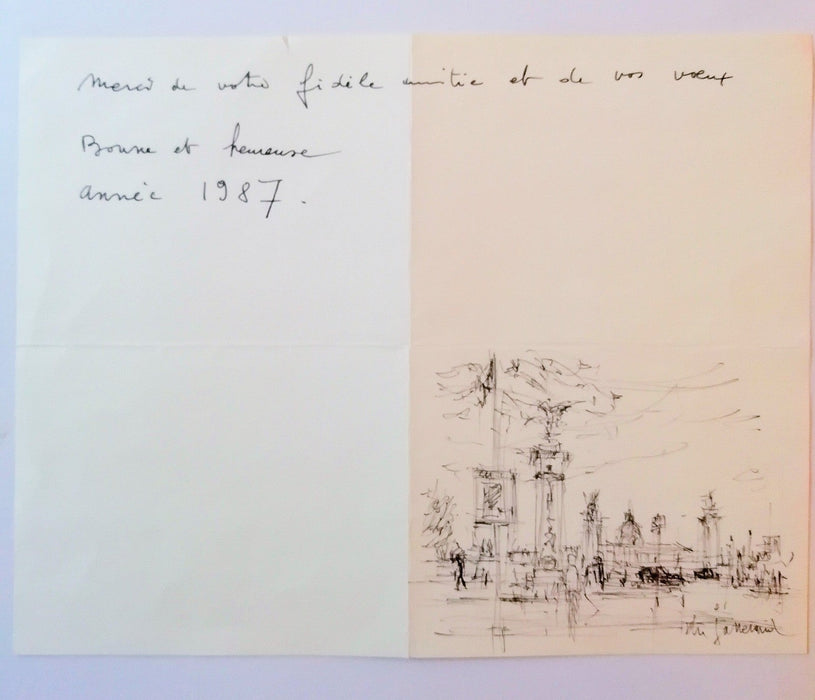 Daniel du Janerand dessin original signé et lettre autographe signée