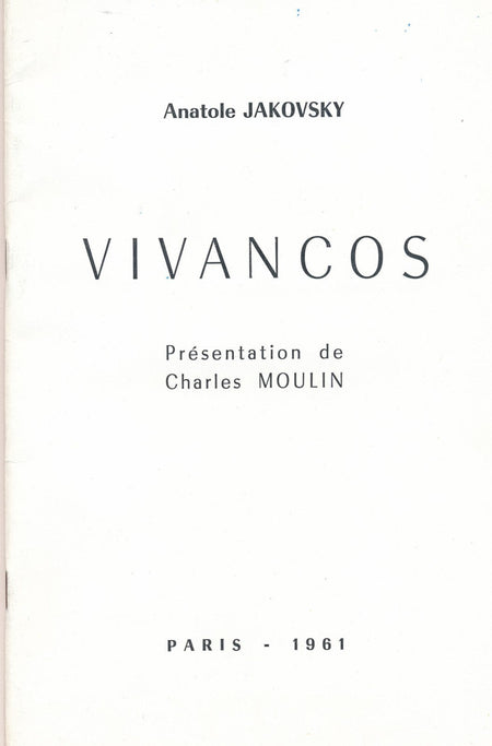 Anatole JAKOVSKY Vivancos envoi autographe signé Charles Moulin 1961