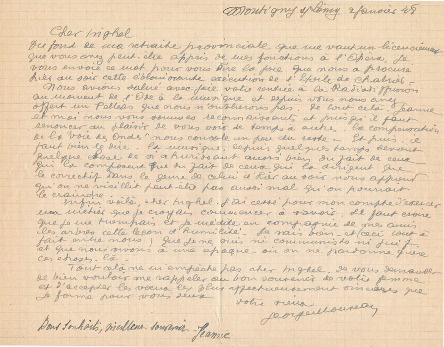 Georges MOUVEAU décorateur théâtre 2 lettres autographes à INGHELBRECHT