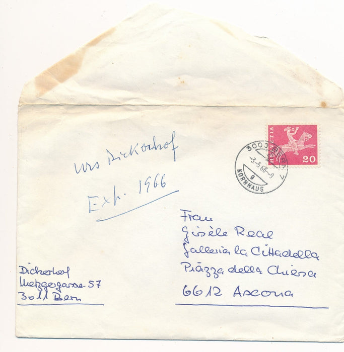 Suisse Urs DICKERHOF Lettre autographe signée galerie Gisèle Réal Ascona