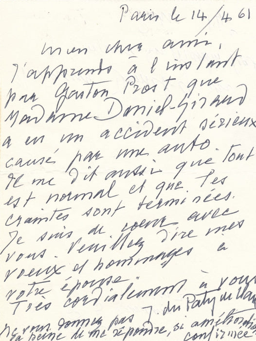 Jacques de PATY DE CLAM peintre 7 lettres autographes graveur DANIEL-GIRARD