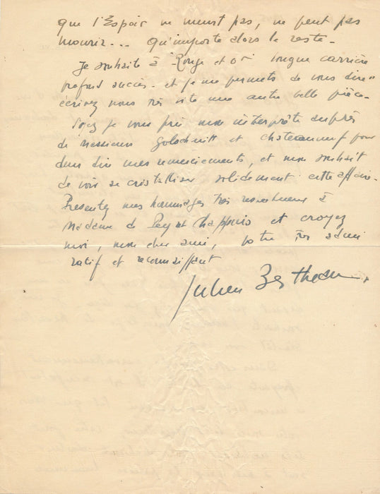 Julien BERTHEAU et son complexe d’infériorité lettre autographe signée Rouge Or