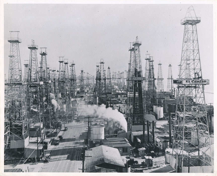 Puits de pétrole Californie vers 1930-40 photo photographie époque