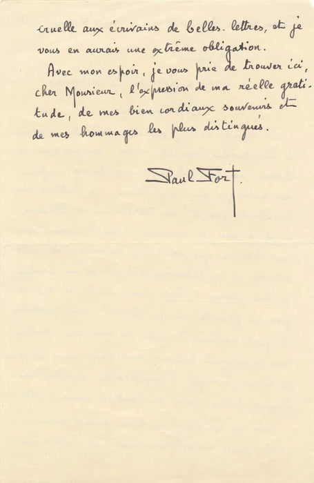 bel ensemble autographe Paul FORT 2 lettres 2 cartes 1 lettre épouse dédicace