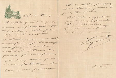 ESCRIME NAPOLÉON III Arsène VIGEANT lettre autographe signée à l'acteur FEBVRE
