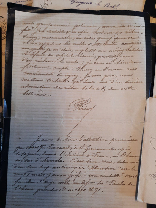 M. PERRIER professeur correspondance autographe à Nathalie BLANCHET 50 lettres 