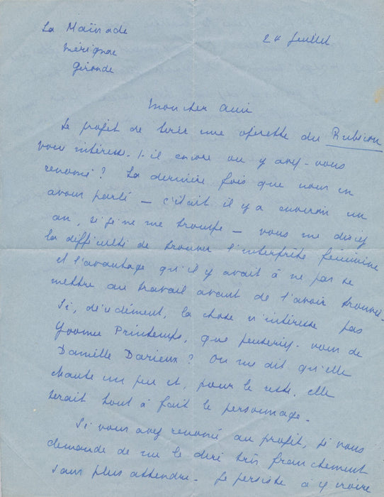 théâtre Edouard BOURDET 7 lettres à Albert WILLEMETZ Yvonne Printemps Rubicon