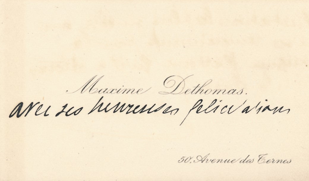 M. Dethomas lettre autographe signée Decaris Berthelot Regnier recommandations