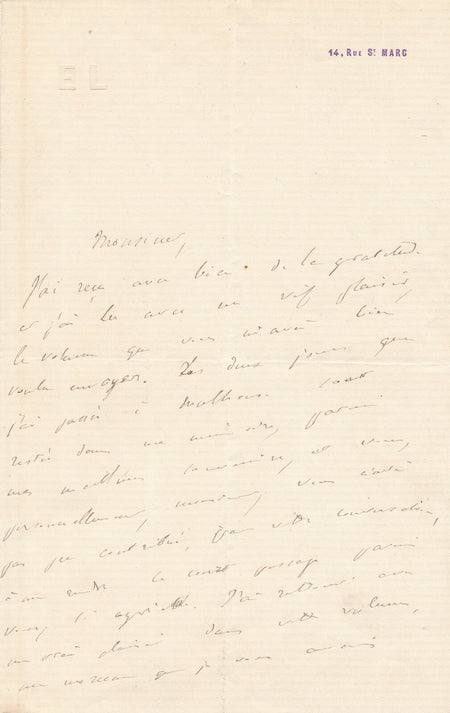 Ernest LEGOUVÉ écrivain, dramaturge lettre autographe signée Mulhouse amitié