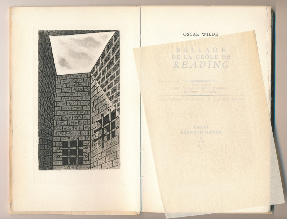 Oscar WILDE Ballade de la geôle de Reading EO avec gravure René Ben Sussan 1946