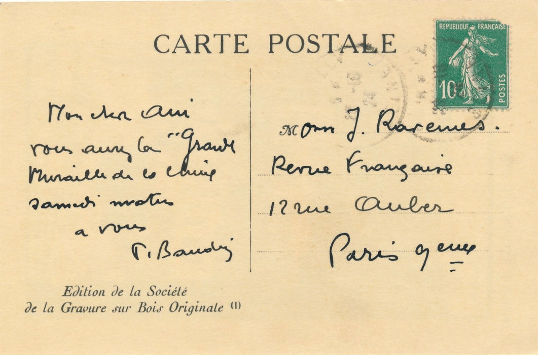 peintre Paul BAUDIER lettre revue Poésie Charpentier Grande Muraille Chine