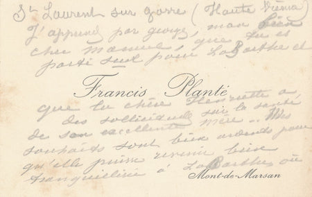 Musique Francis PLANTÉ belle carte autographe à son neveu signée famille  