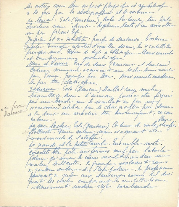 Images à danser manuscrit autographe chorégraphie 14 projets de ballets