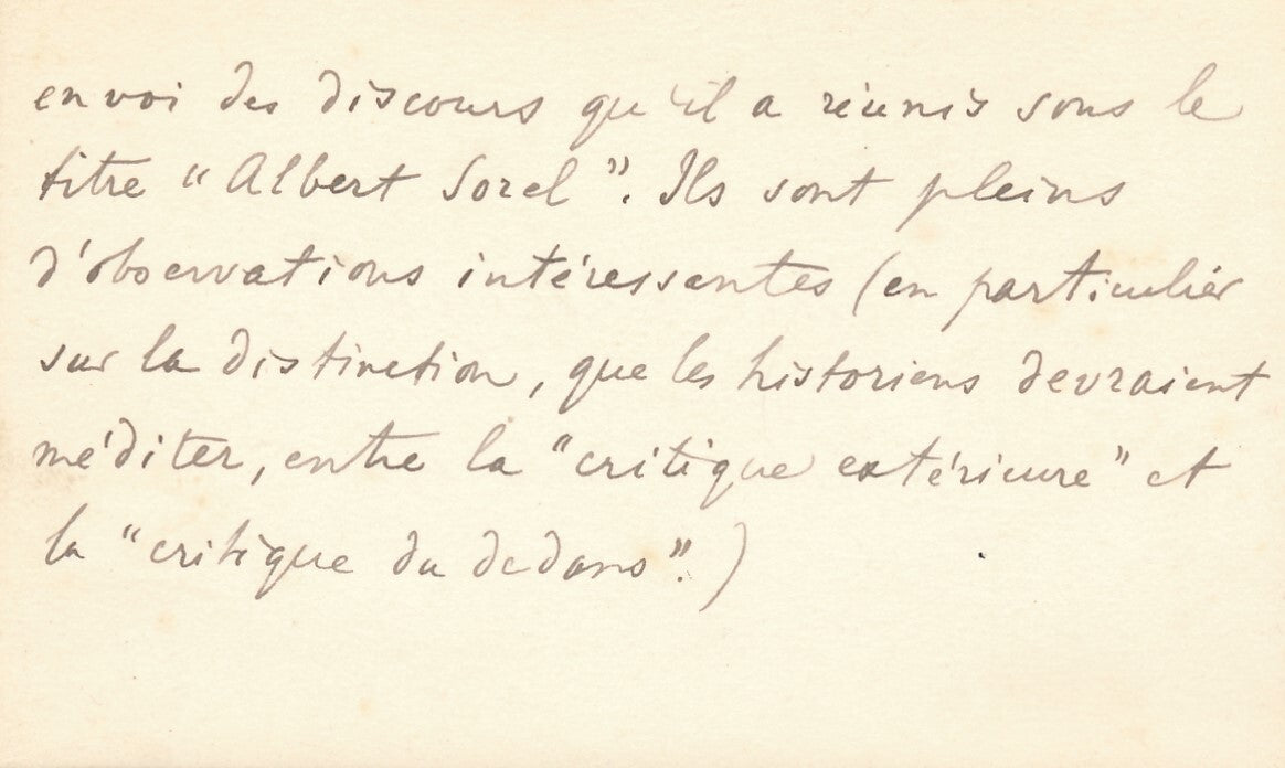 Henri BERGSON et l histoire carte autographe signée à Louis Passy
