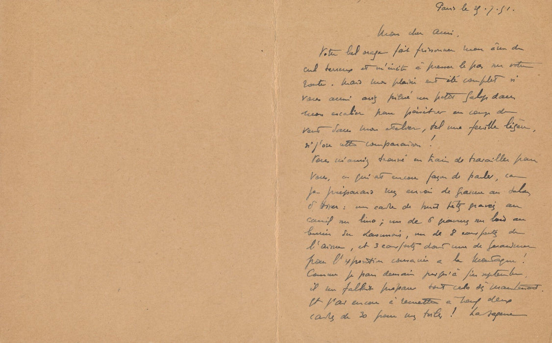 Fernand PINAL gravure sur bois signée ET bel envoi autographe signé Soissons