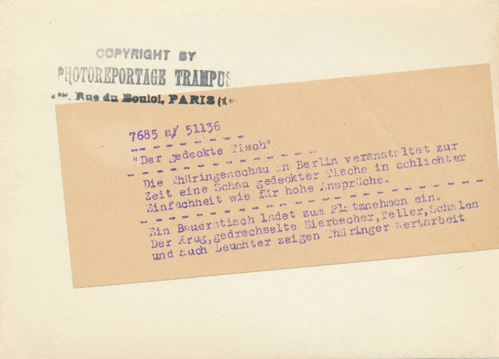 Thüringenschau salon Thuringe photo photographie 1936 Berlin chope fromage