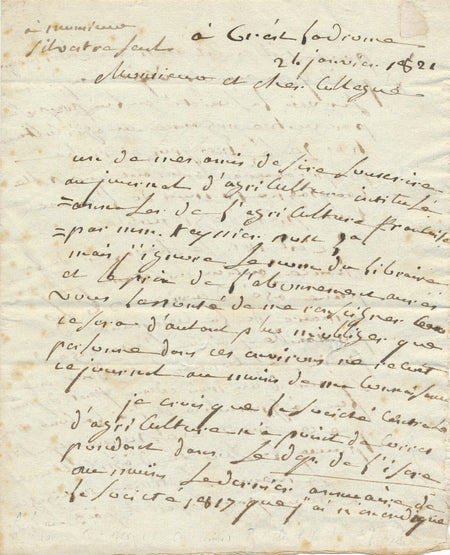 ISÈRE, AGRICULTURE Antoine DUVAURE lettre autographe signée organisation Société