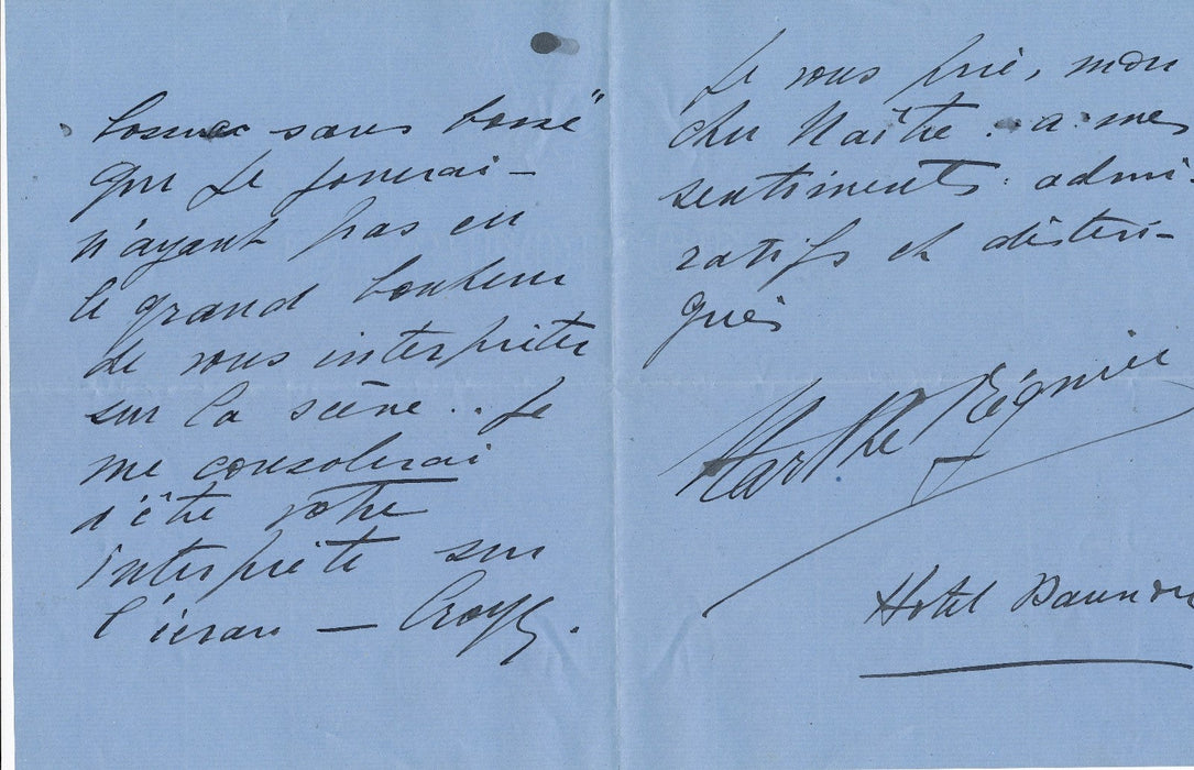 actrice Marthe Régnier lettre autographe signée cinéma Duvernoirs Jazz