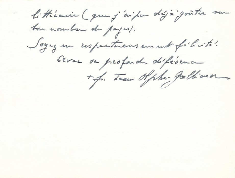 Jean OLPHE-GALLIARD Carte de visite autographe signée don bibliothèque Minot