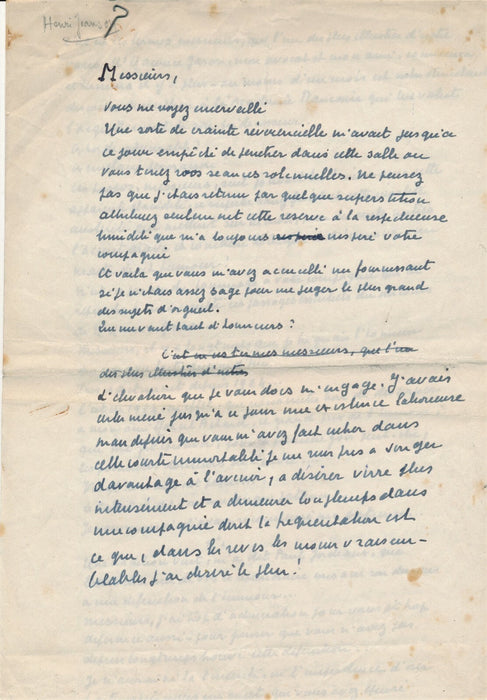 ACADÉMIE DE L’HUMOUR Henri JEANSON manuscrit autographe 4 pages Achard Garçon...