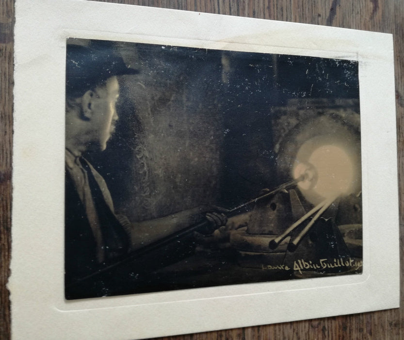 Albin Guillot photographie signée feuille or photo originale verre ouvrier