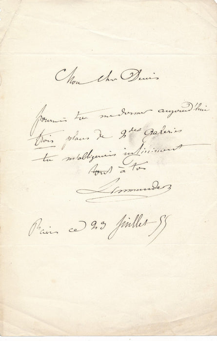 compositeur Armand LIMNANDER DE NIEUWENHOVE lettre autographe signée places