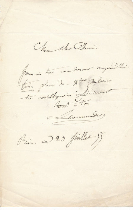 compositeur Armand LIMNANDER DE NIEUWENHOVE lettre autographe signée places