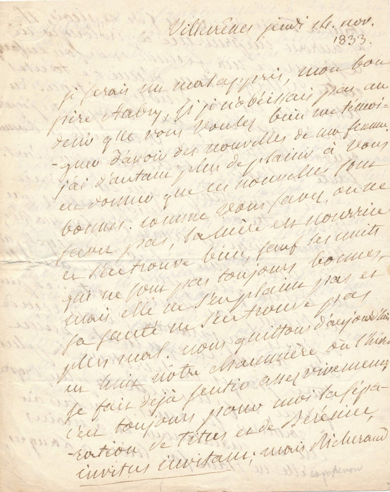 Vincent CAMPENON bel hommage à son professeur lettre autographe signée Sens