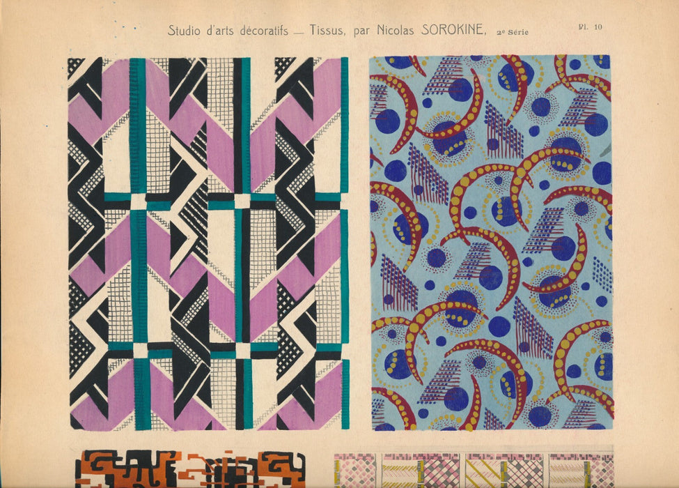 SOROKINE Broderies Tissus 2e série Arts décoratifs v. 1920 pochoir 52 motifs