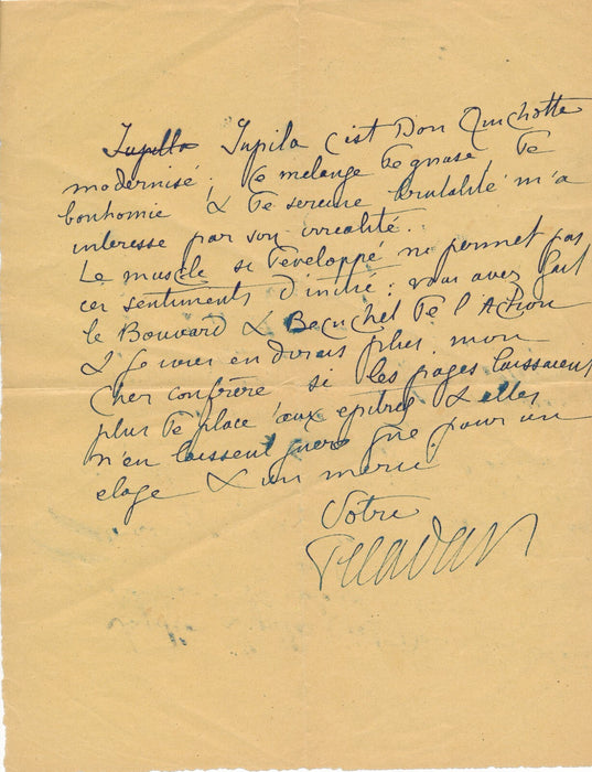 Joséphin PELADAN lettre autographe signée Jupila Bouvard et Pécuchet