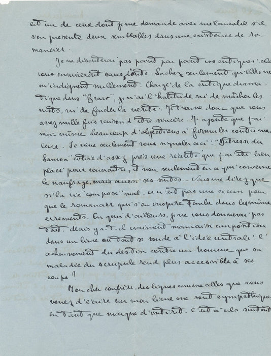 Alain Serdac Détresse du Samoa critique négative je ne suis pas un auteur lettre
